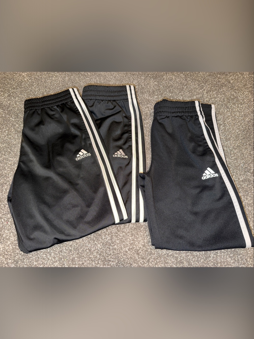 adidas 3Pair Boys Black Athletic Pants with White Stripes size M 10/12